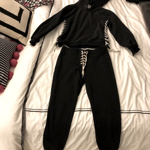 Pam & Gela distressed lace up sweatsuit set - Picture 5 of 9